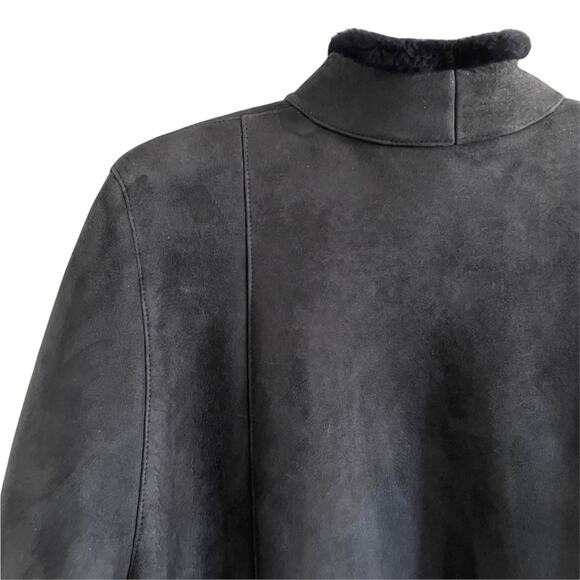 Yves Saint Laurent YSL Suede Shearling Coat Vintage 1970s Rare Black 10 EUC - Picture 7 of 9